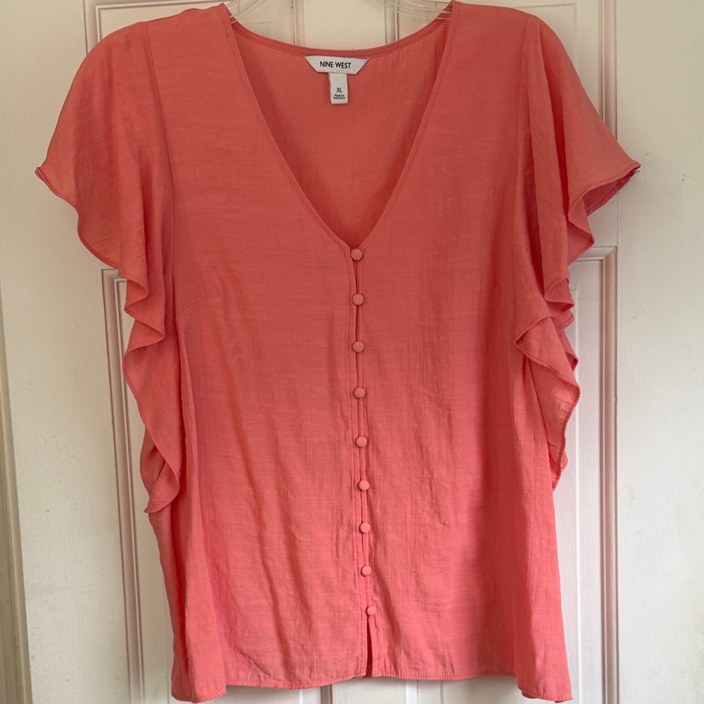 Nine West Coral Button-Front Blouse